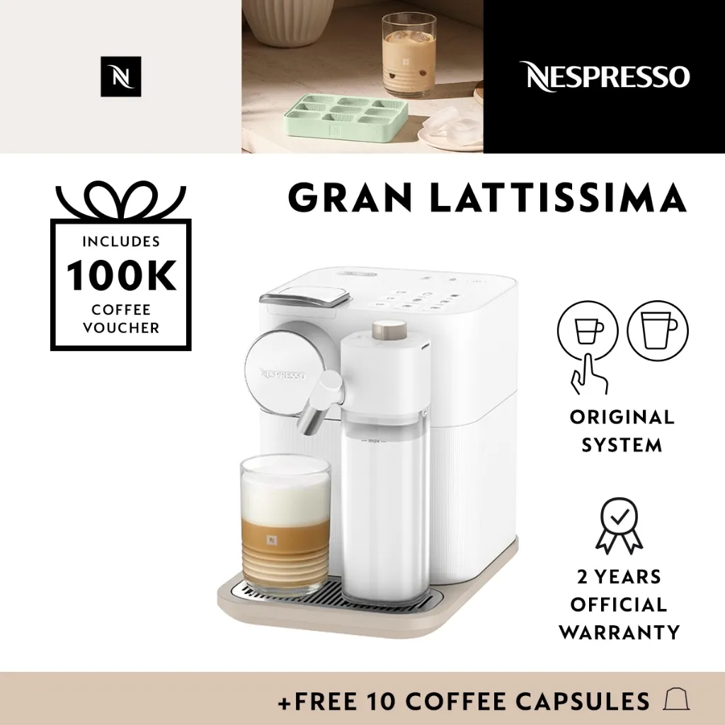 NESPRESSO Gran Lattissima Coffee Machine, White (Mesin Kopi)