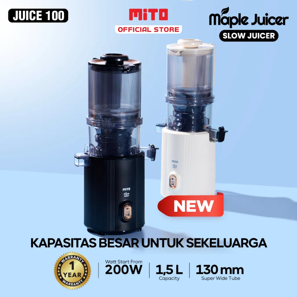 MITO Maple Juicer 1,5L JUICE100 | Slow Juicer Blender | | Easy Clean | XXL Diameter | Low Watt