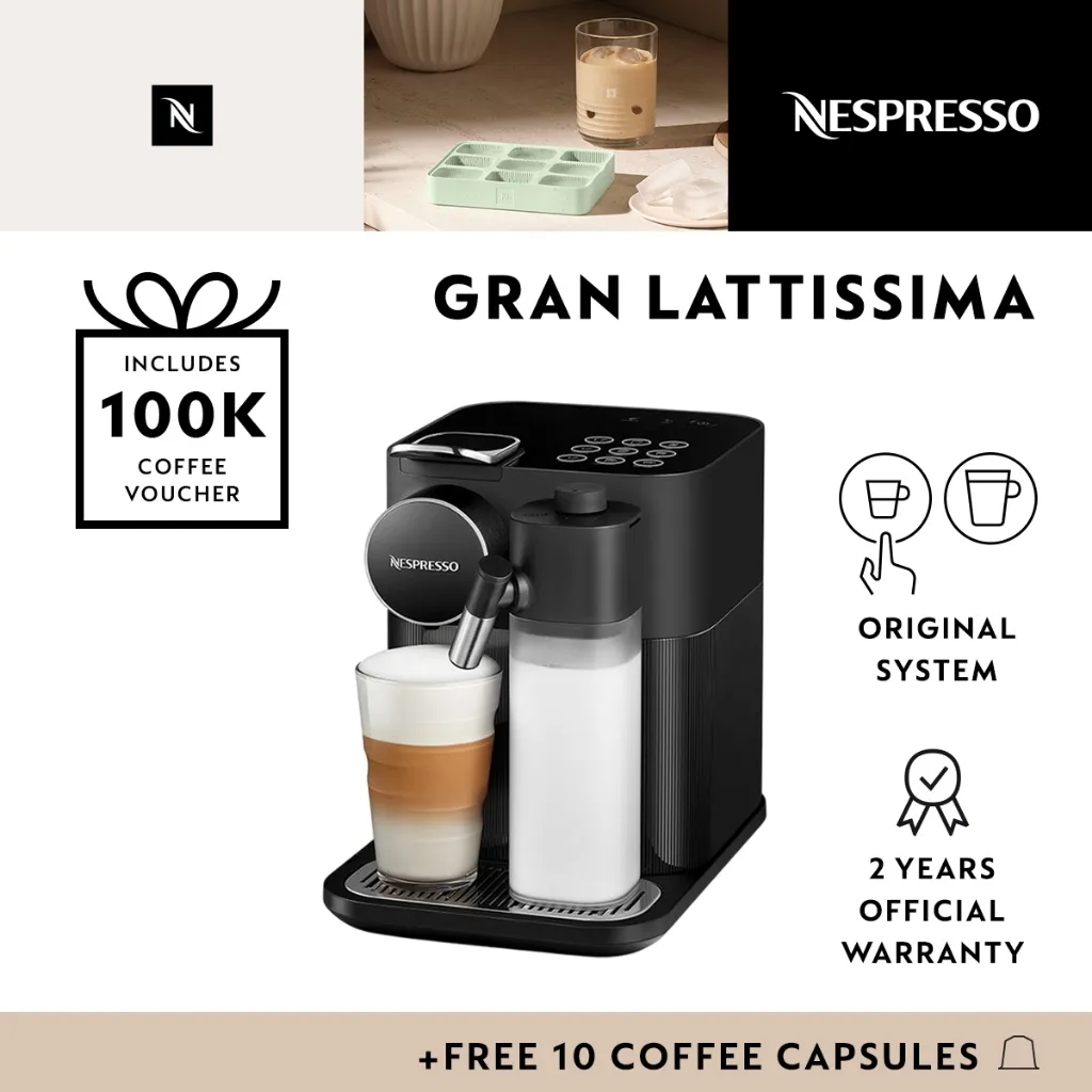 NESPRESSO Gran Lattissima Coffee Machine, Black (Mesin Kopi)