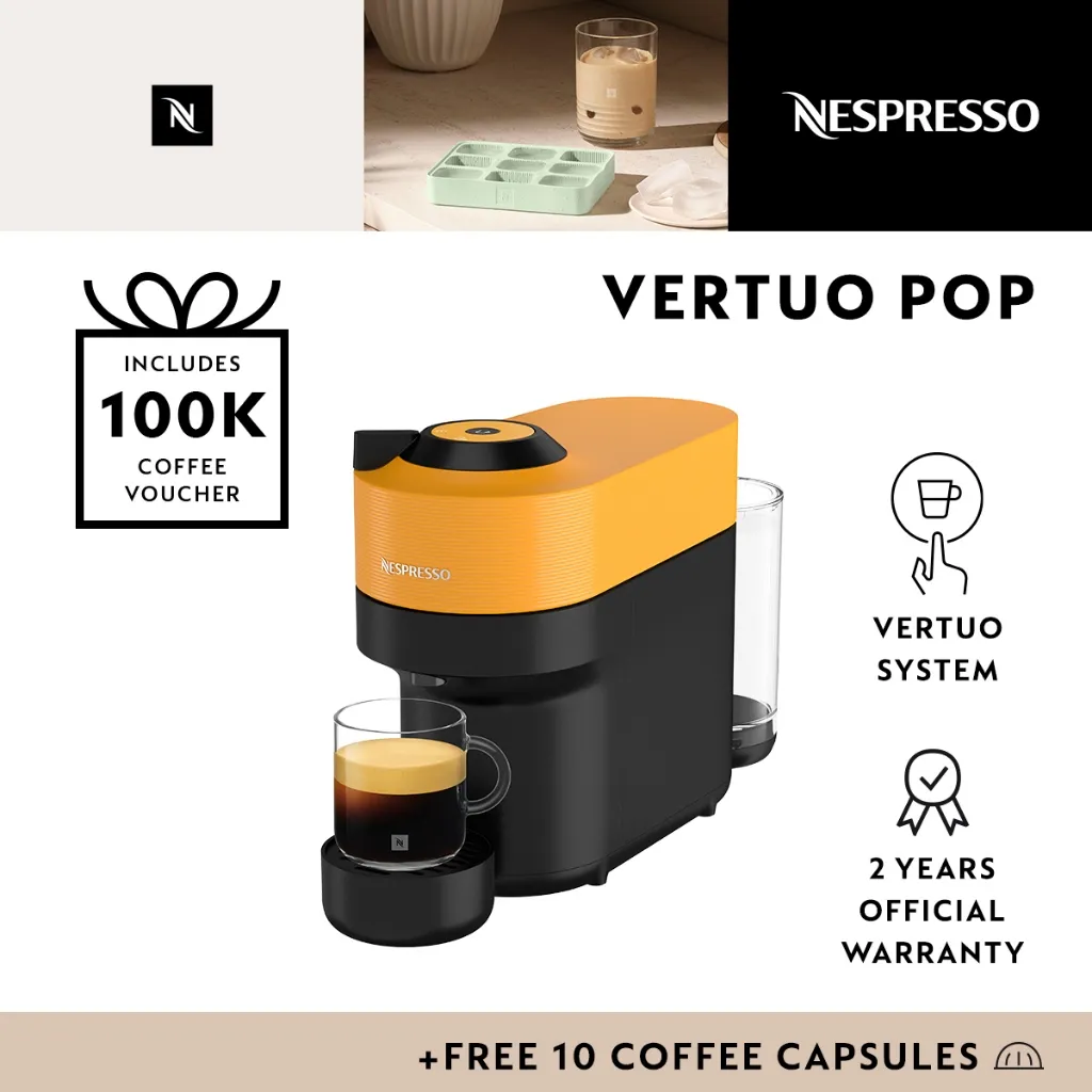 Nespresso Vertuo Pop Coffee Machine, Mango Yellow (Mesin Kopi)