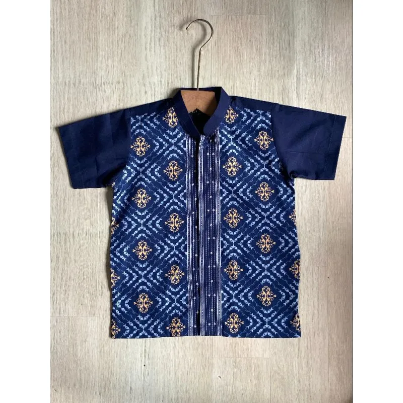 ALDEBARANKIDS- 100% Katun Kemeja Koko anak Raya Series NAVY Lengan Pendek