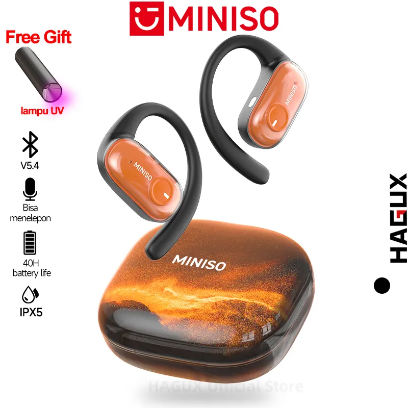 MINISO MS185 Glowing Quicksand Wireless Bluetooth Headset V5.4 OWS TWS Sports Earphone Cool Earbuds