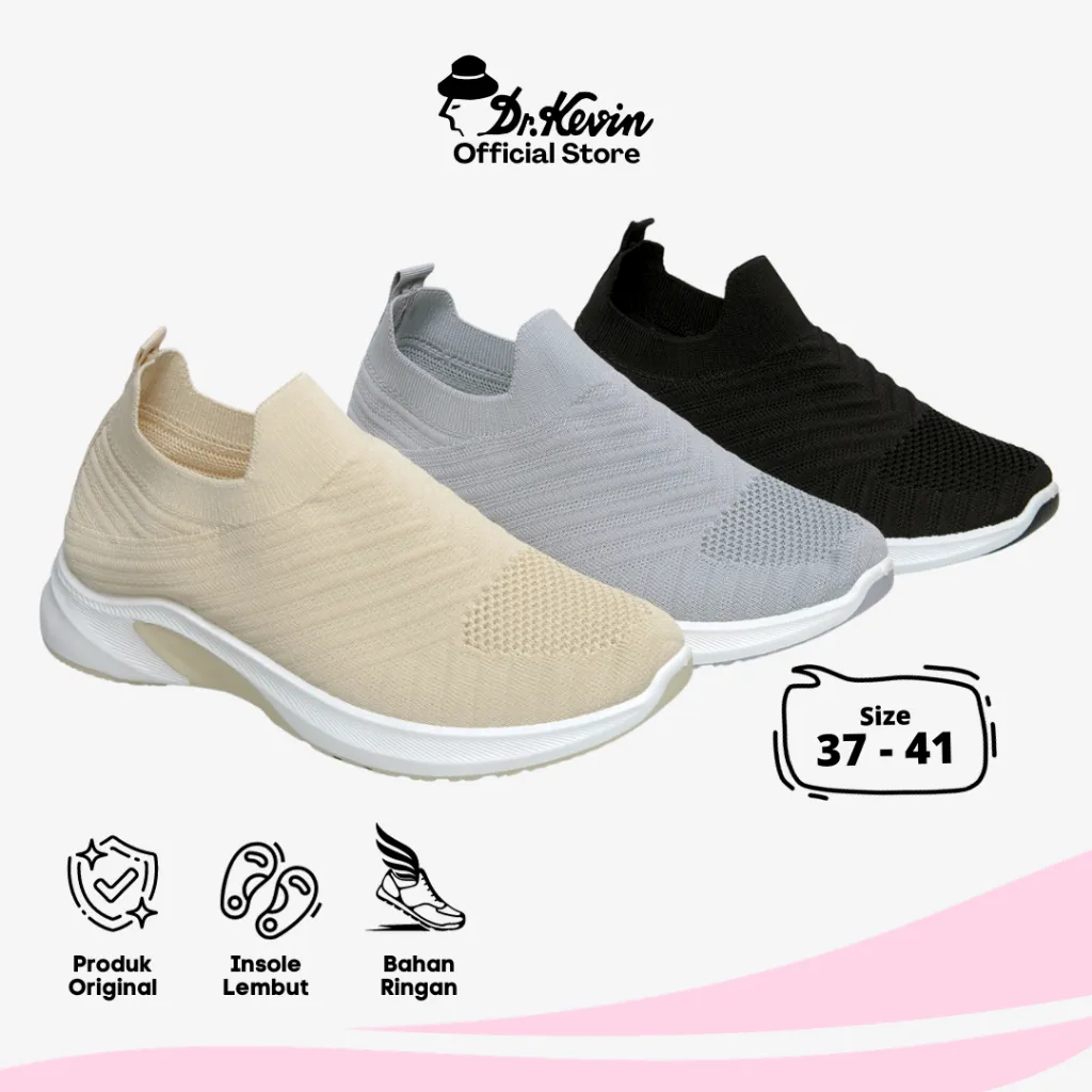 Dr. Kevin Sepatu Olahraga Wanita Sneakers Flyknit Slip On 589-034