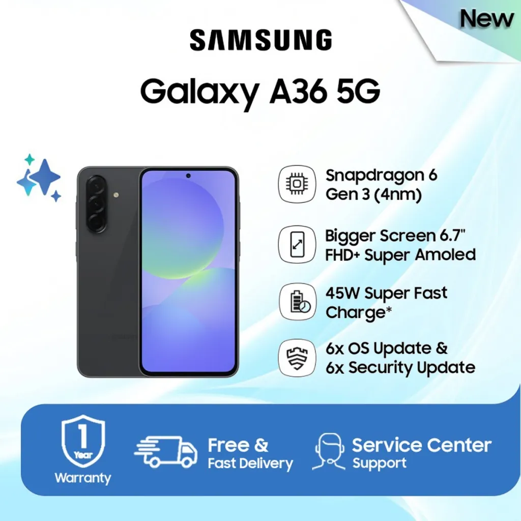 Samsung Galaxy A36 5G 8/256GB | Snapdragon 6 Gen 3 | Handphone AI | Galaxy AI | 45W Fast Charging