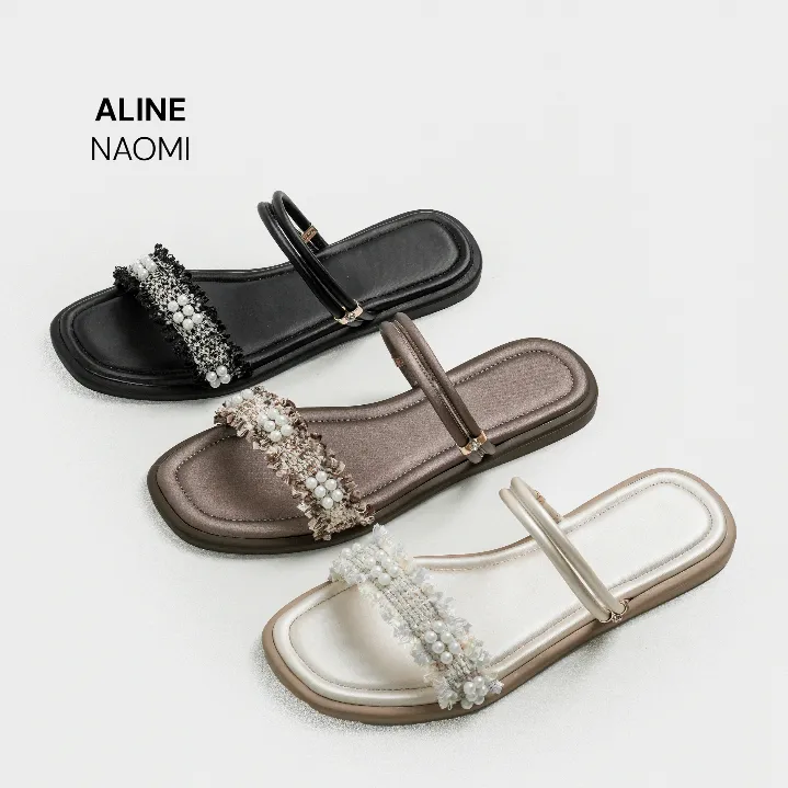 ALINE Naomi Sandal Slop Teplek Flat Shoes Wanita