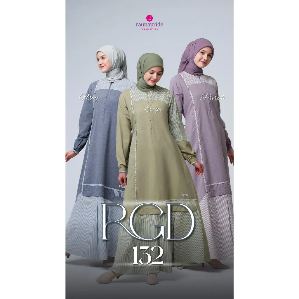 Rauna Pride rgd 132-Cotton mix Stripe-Gamis Dewasa Perempuan Dress Muslimah