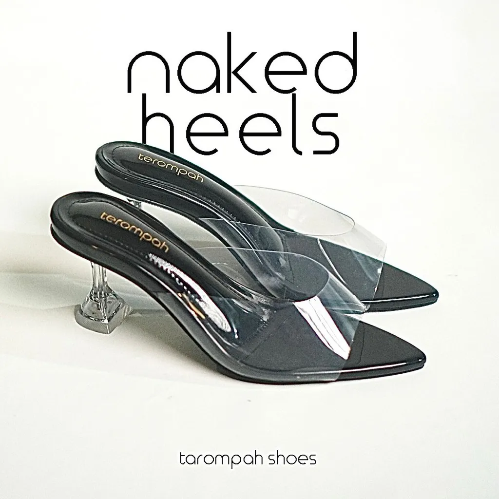 Tarompah Naked Black Heels Wanita