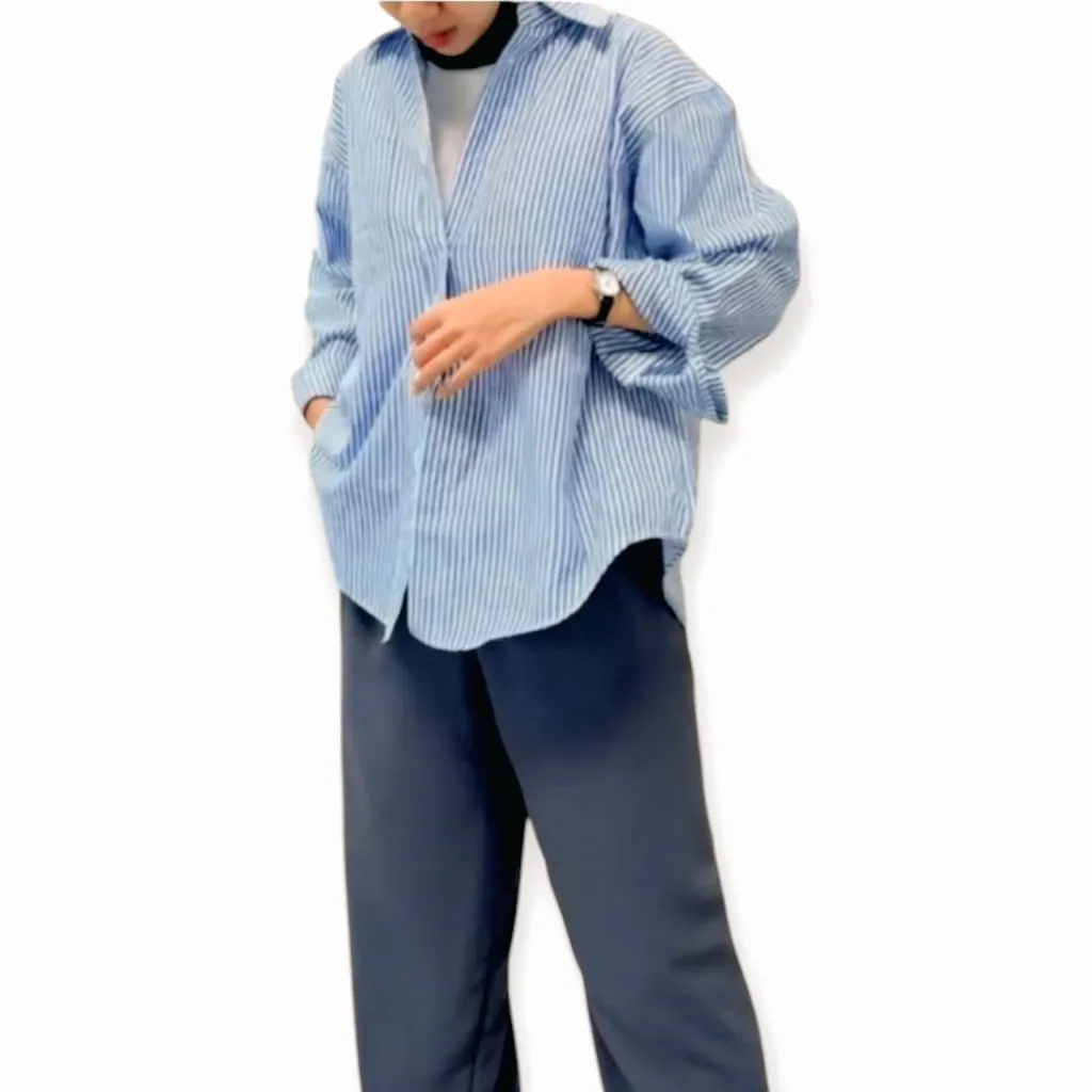 Arinda Kemeja Salur Oversize Terbaru Dan Kekinian