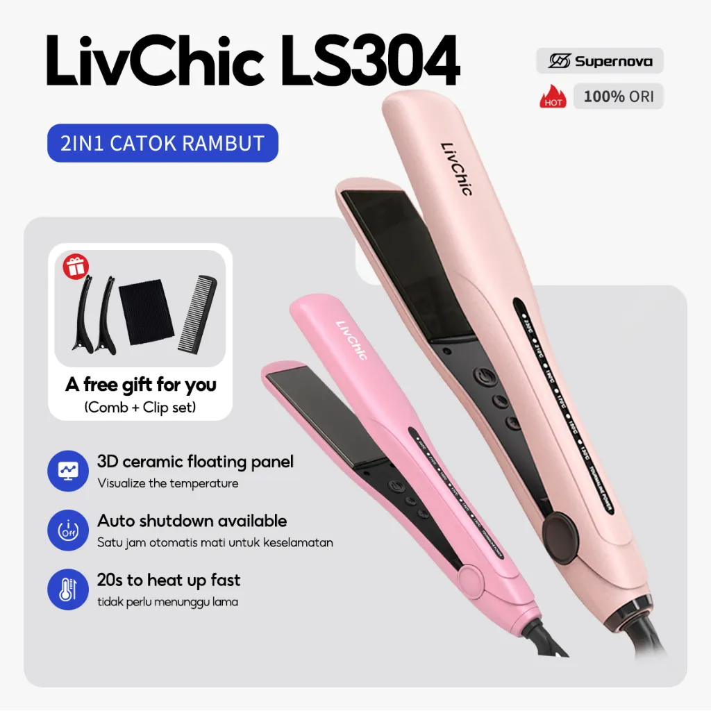 Supernova x LivChic Catokan Rambut LS304 65 Watts- kabel daya 2 meter 360° Sudut belok jauh 3IN1