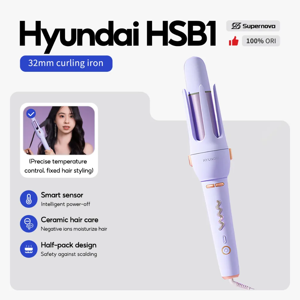 Supernova x Hyundai HSB1 Keriting Hair 32mm Curler Pengeriting Rambut Otomatis Catokan Keriting