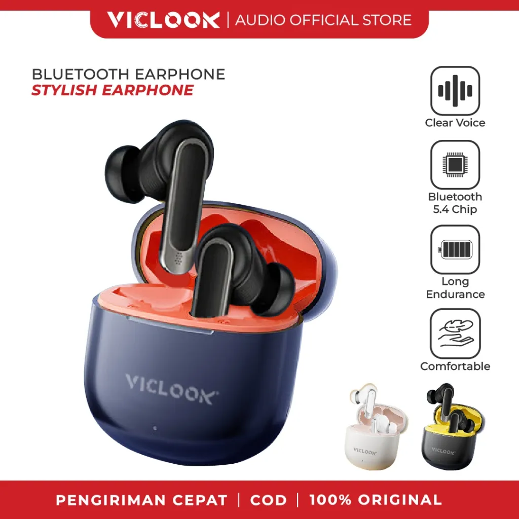 VICLOOK Headset Bluetooth Low Latency HiFi Stereo Bass Waterproof Sports Music  Gaming Earbuds