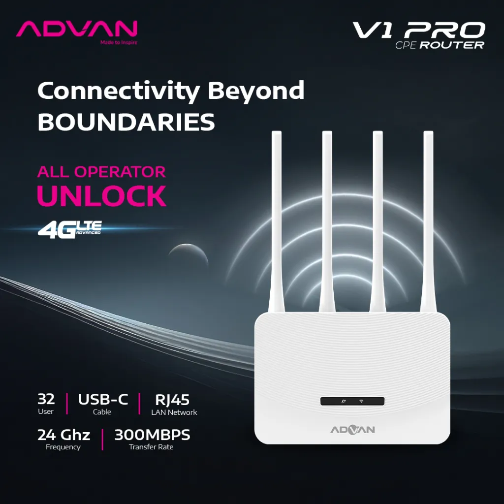 ADVAN CPE V1 Pro Modem + Wifi + Router + 4G LTE Unlock All Operator 4 Anthena Garansi Resmi 1 Tahun