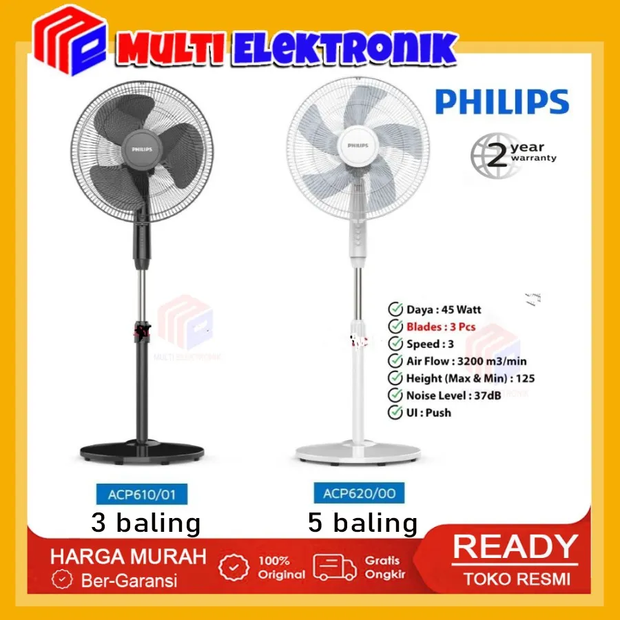 Philips ACP-610/01 3 Blade / ACP-620/00 5 Blade Kipas Angin Berdiri 45 Watt Stand Fan 16 Inch