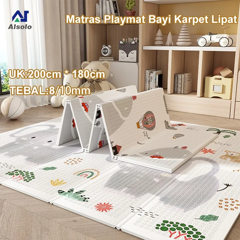 Alas Bermain Bayi/Playmat Bayi Foam XPE 10mm 180x200cm Matras Bayi/Matras Panjat Lipat Bayi Busa XPE/karpet Pendidikan Usia Dini Tebal Playmate Baby