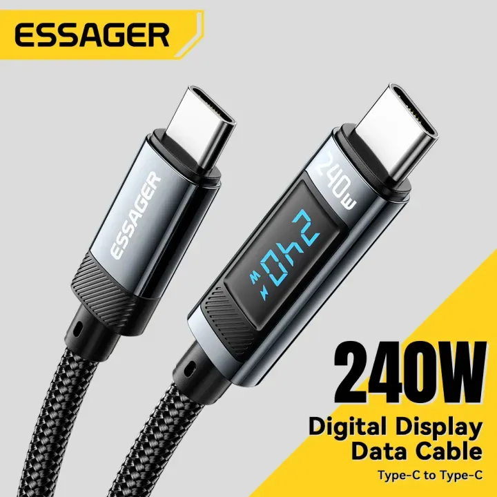 Essager Kabel Charger USB C to Type C Digital Display Super Fast Charging 240W For iPhone 15 Huawei