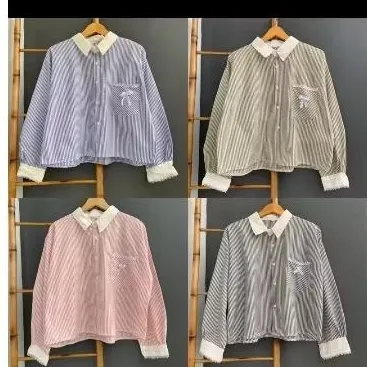 Lulu Blouse Strip Salur Jumbo LD 105 110 120 Atasan Garis Wanita kekinian