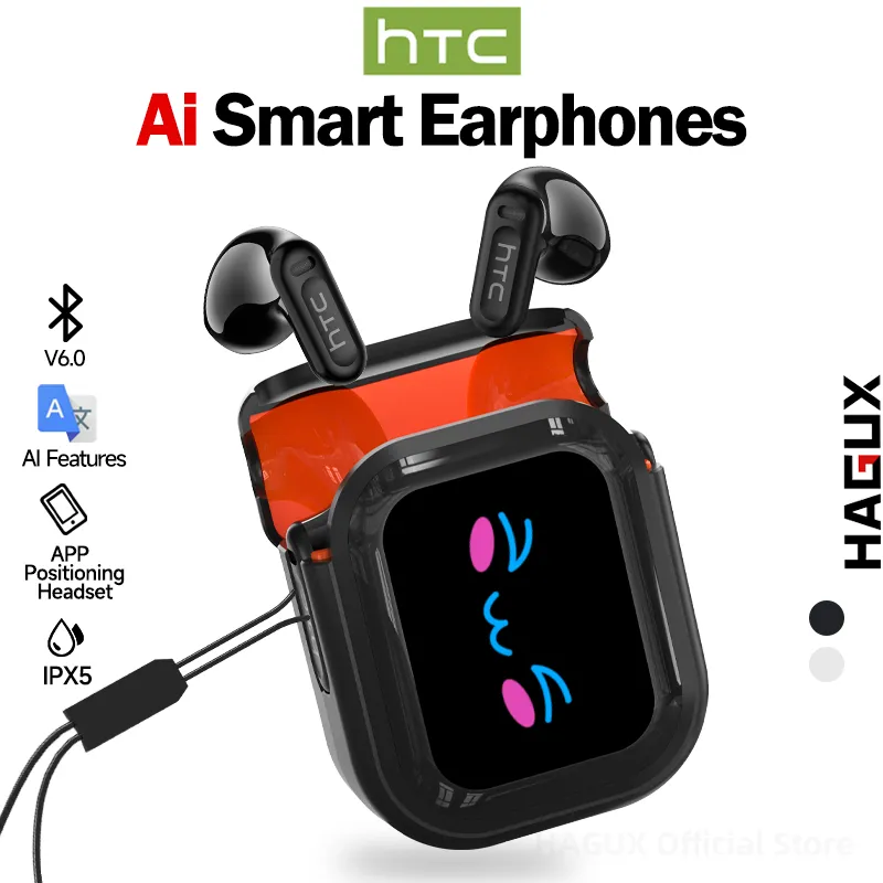 HTC NE20 True Wireless Bluetooth Headset V6.0 In Ear TWS MINI Earphone Headphone terjemahan AI Headsete dengan layar