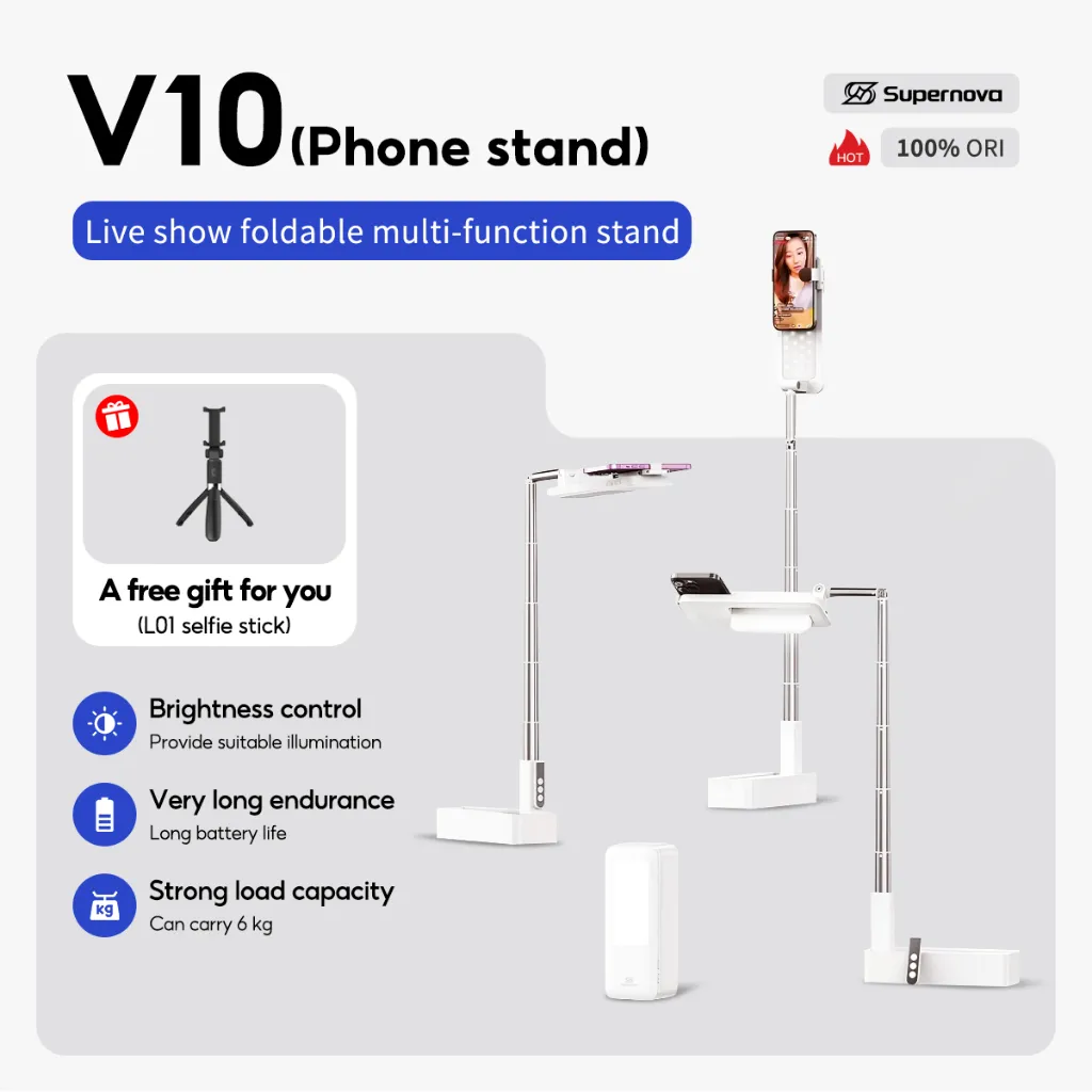 Supernova Phone Stand V10 Multifunctional Live Show Foldable 1000mAh For Live Show/ TikTok/ Selfie