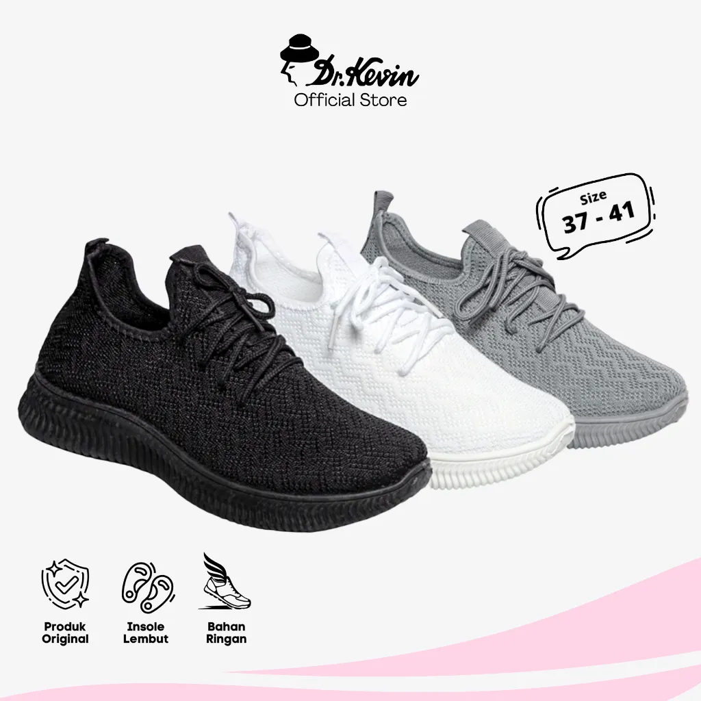 Dr. Kevin Sepatu Olahraga Sport Wanita Sneakers Flyknit Tali 589-040