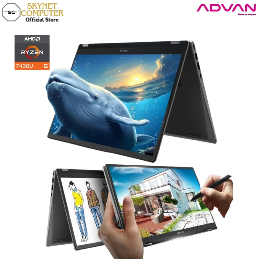 ADVAN 360 Pro Stylus AMD Ryzen 5 7430U RAM32GB SSD1TB 14'' Touchscreen Fhd Ips Windows 11