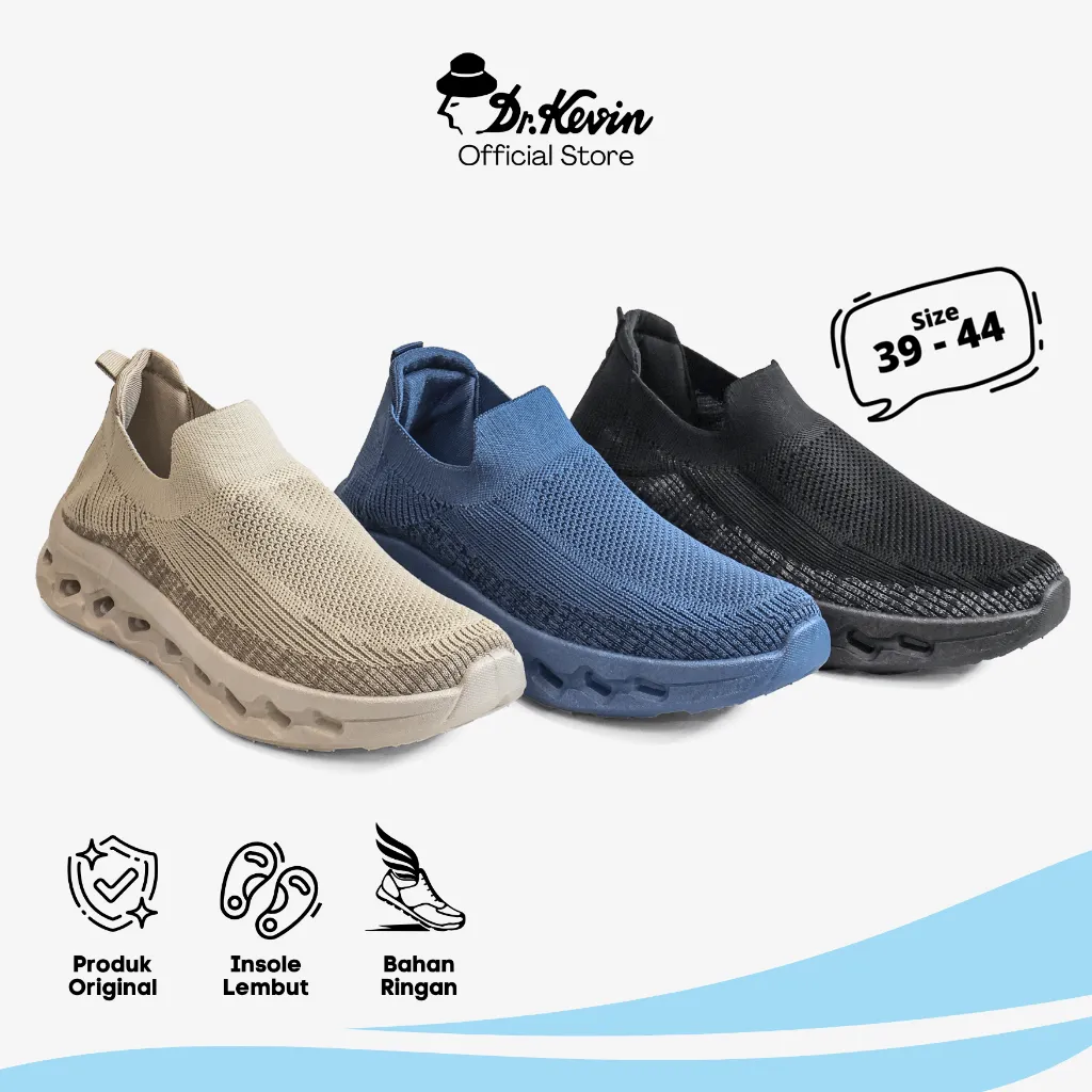 Dr. Kevin Sepatu Sport Pria Men Sneakers Flyknit Slip On 889-093