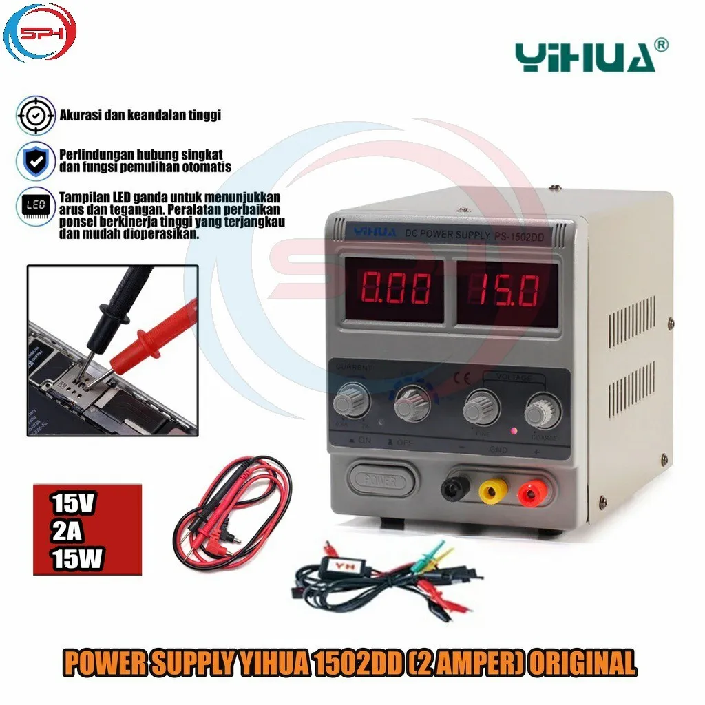 Yihua 1502DD LED DC Power Supplay Digital HP Ponsel 2 Amper 2A 15V OR