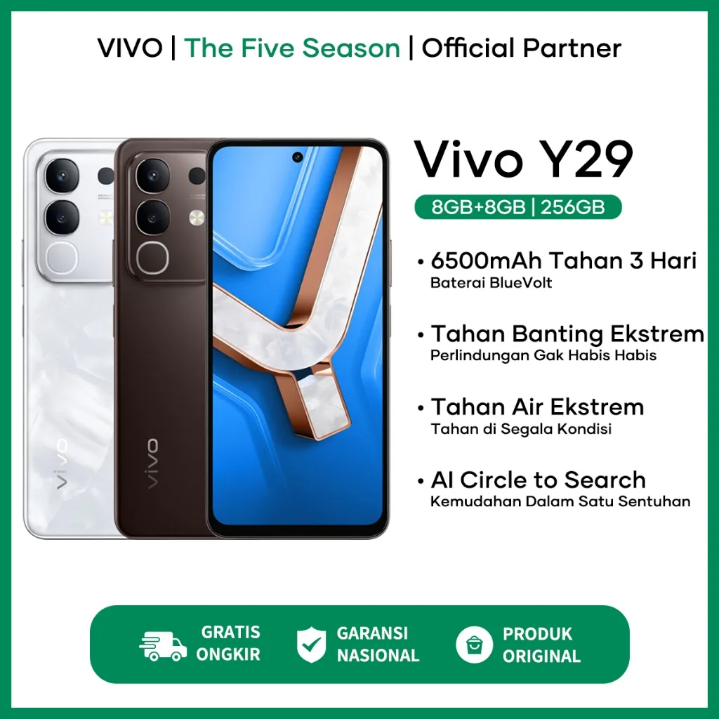 Vivo Y29 I Y21d 6/128GB 8/128GB 8/256GB (8+8GB Extended RAM) 44W FlashCharge, Dynamic Design