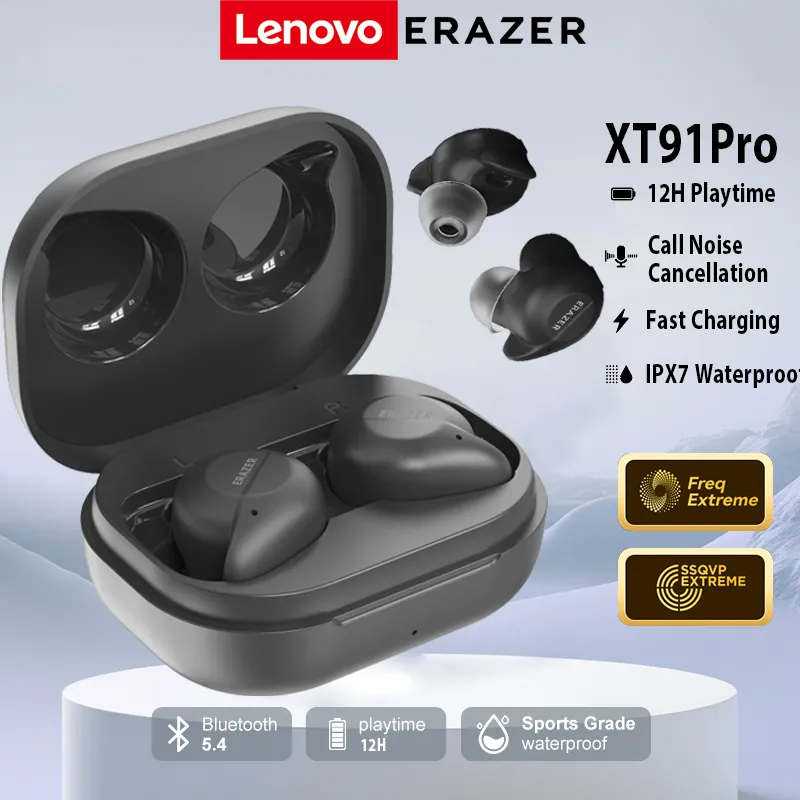 Lenovo XT91PRO TWS Earphone Bluetooth 5.4 HIFI Bass ENC Mic IPX7 33 Jam Sentuh Cerdas Gaming & Musik Latensi Rendah