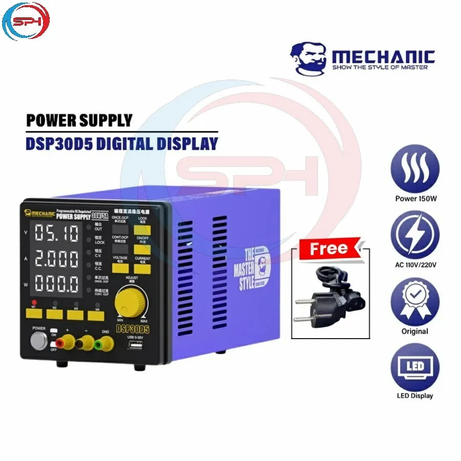 Mechanic DSP30D5 Power Supply 30vol 5 Amper Original - PSU Power Supply Power Suplai Teknisi Pemula Profesional - Alat Temput Teknisi Handphone Elektronik