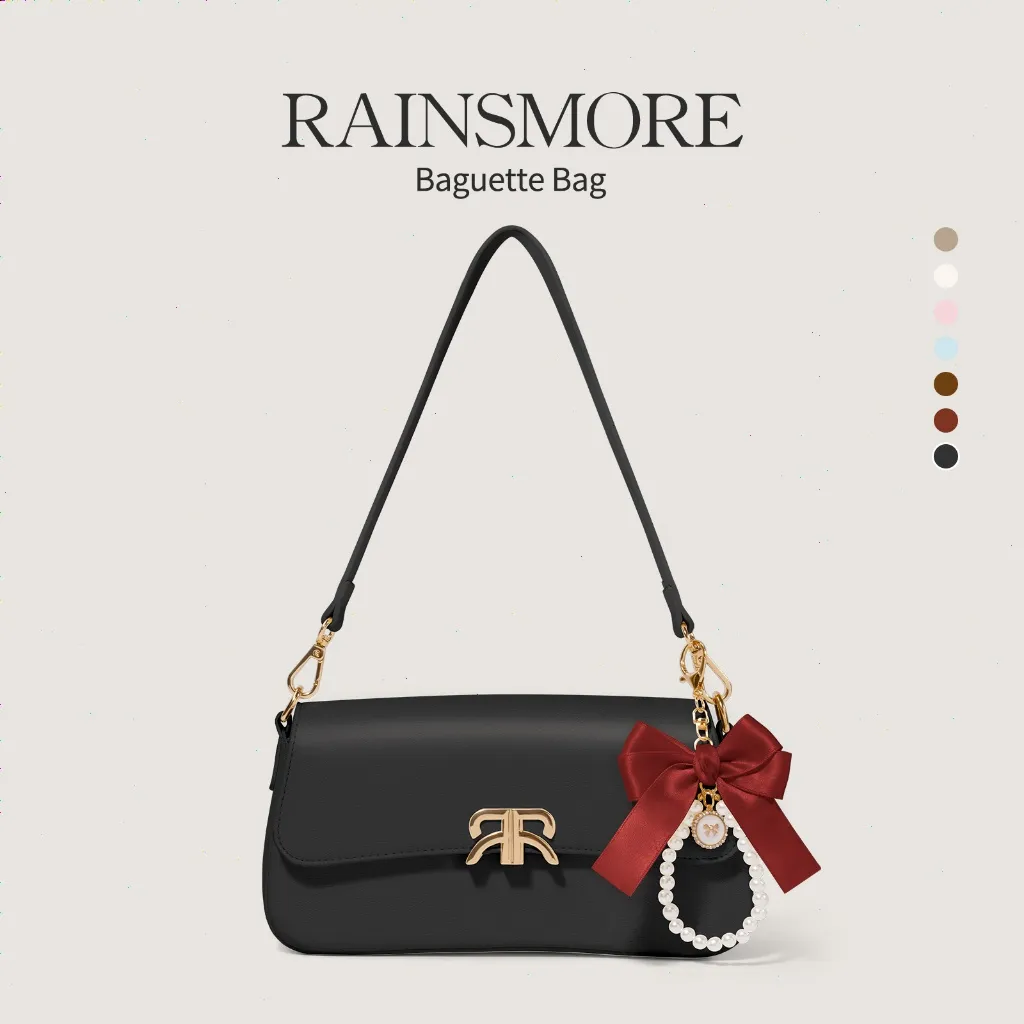 RAINSMORE-Baguette Bag-Tas Wanita Fashion Tas bahu Sling Bag PU Leather Tas Kulit Underarm Bag