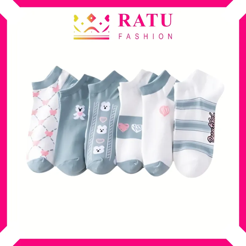 Ratu Fashion Kaos Kaki Motif Beruang Bear Blue Semata Kaki Model Cute KK163