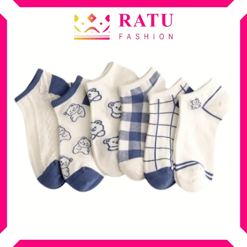 Ratu Fashion Kaos Kaki Pendek Beruang Unisex Semata Kaki Ankle Socks Korean KK809