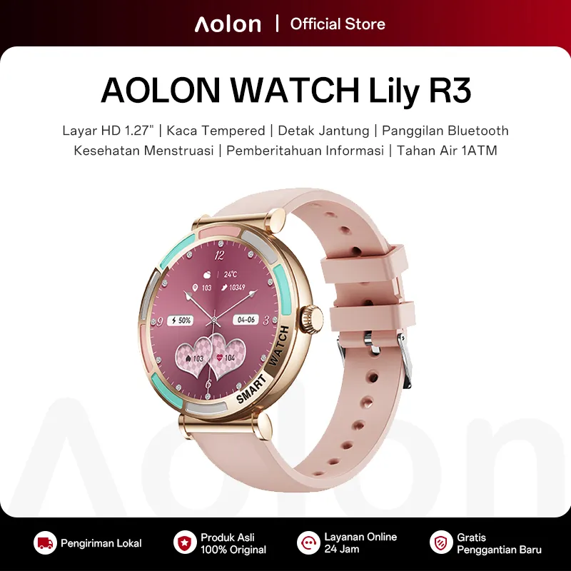 [New] Aolon Lily R3 Jam Tangan Smartwatch 41mm Tahan Air 1ATM Panggilan Bluetooth Pemantauan Menstruasi Pelacakan Olahraga Pengukuran Kesehatan