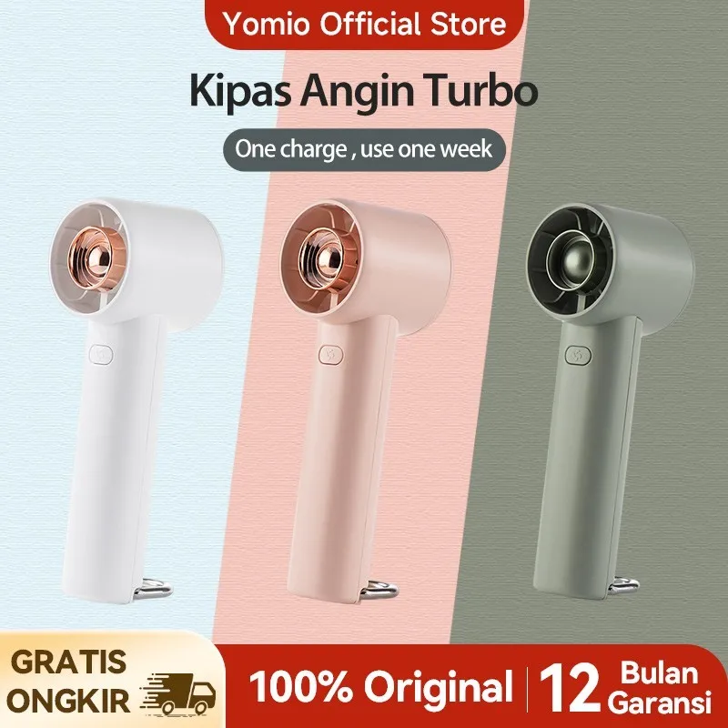 YIOMIO Kipas Mini Portable kipas tangan Handheld Rechargeable Kipas Angin Electric Fan 3 Kecepatan Bladeless Turbo Ultra-quiet Desk Cooling Fan Cocok Untuk Musim