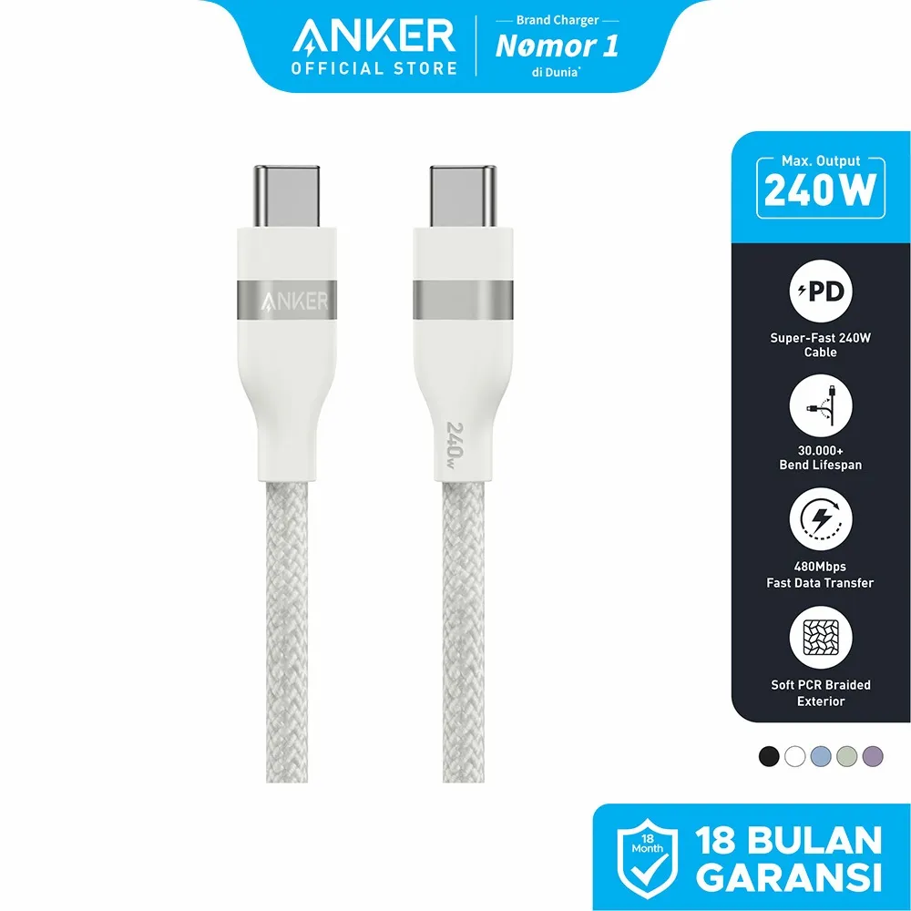 Anker USB C to USB C 240W Upcycled Braided Fast Charging Cable 3FT  6FT - A82E2