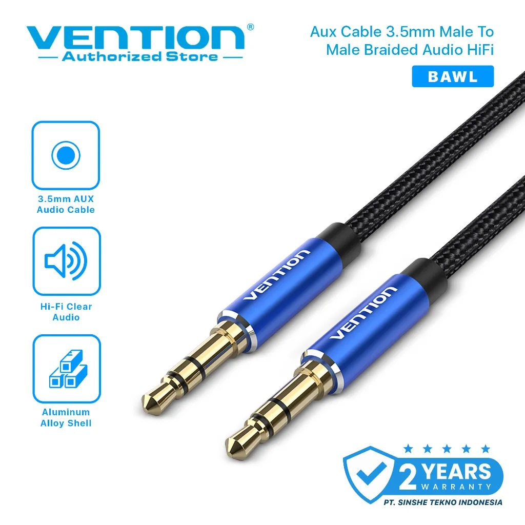 VENTION Kabel AUX 3.5mm Male to Male Braided Audio HiFi Premium