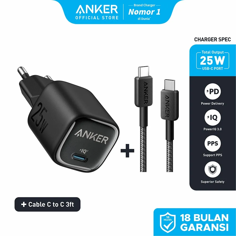 Anker Wall Charger Adaptor 25W 45W GaN Kabel for Samsung iPhone 17 16 15 PD USB Type C Fast Charging PPS  - A2656 / A2692