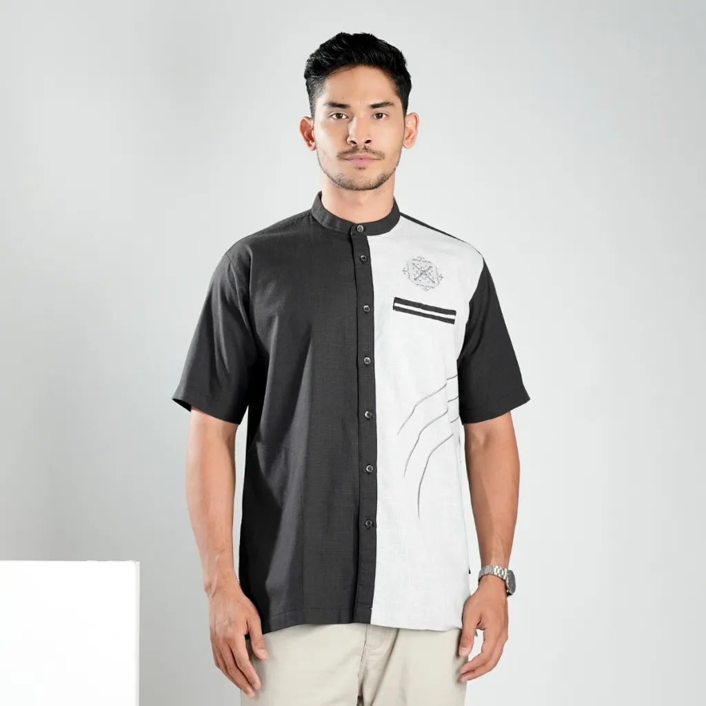 Muslimadani Baju Koko ZYAN kemko Dewasa Lengan Pendek Bordir Pakaian Muslim Pria