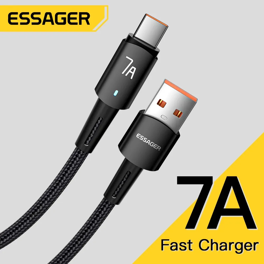 Essager 7A 80W Type C USB Kabel Data Charger Fast Charging Cable For Huawei Mate 40 30 Samsung S21