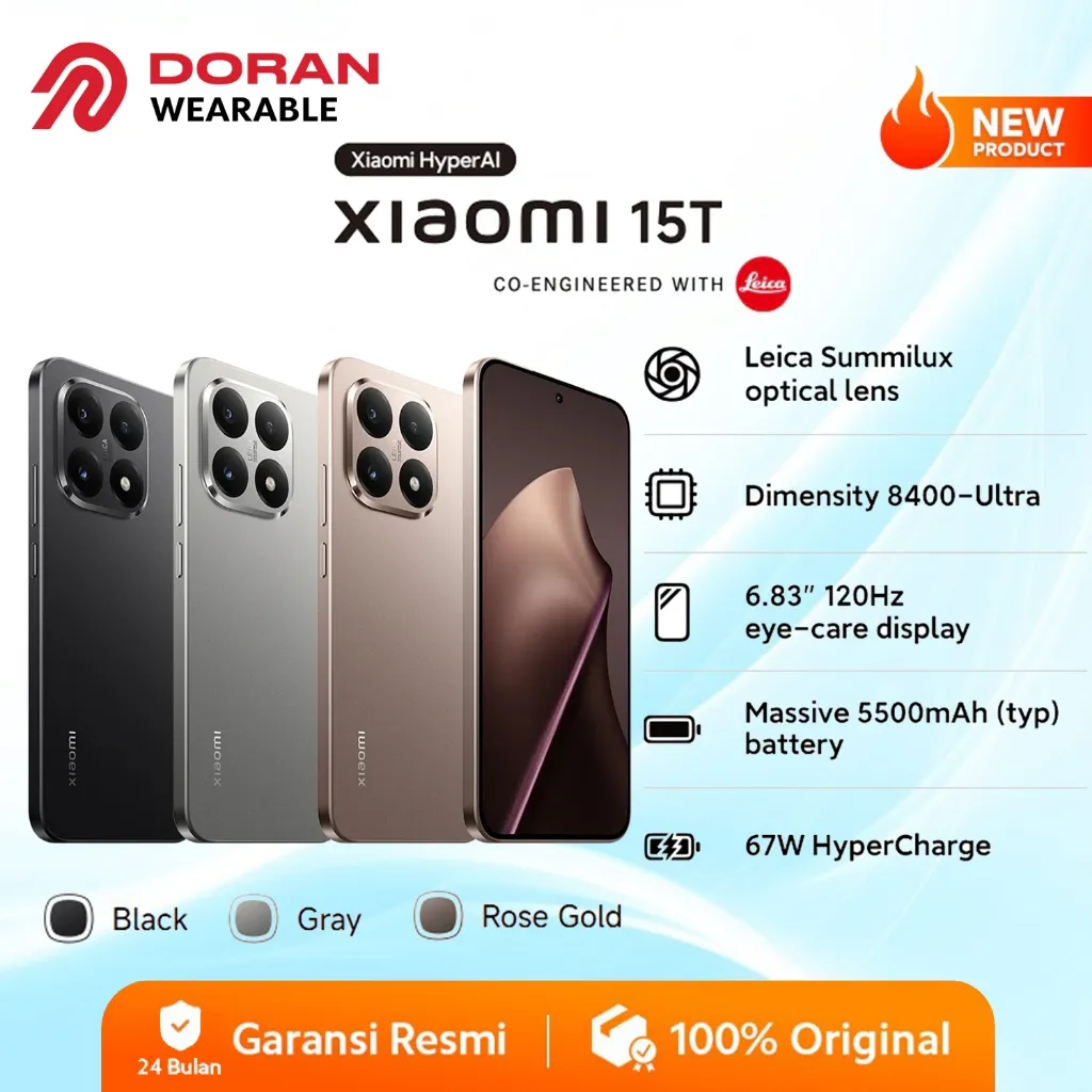 Xiaomi 15T (12/512GB) | Leica Summilux optical lens Dimensity 8400-Ultra | 6.83" 120Hz eye-care display | Massive 5500mAh