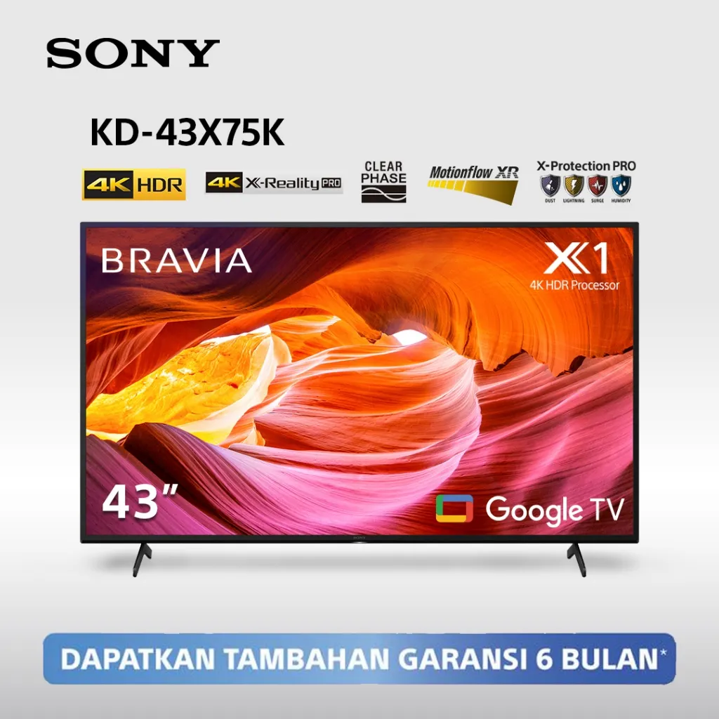 Sony | BRAVIA X75K 43 Inch TV | 4K HDR | Smart TV (Google TV) | 2022 Model | KD-43X75K