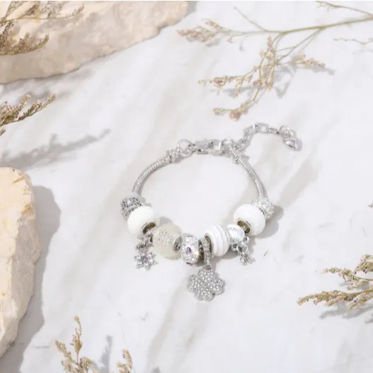 angelic white charm bracelet - HER JEWELLERY premium stainless steel with gold plated