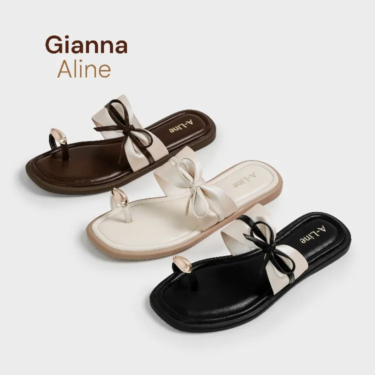 Aline Gianna Sendal Flat Shoes Wanita Tali Pita Slip On Kekinian Korean Style