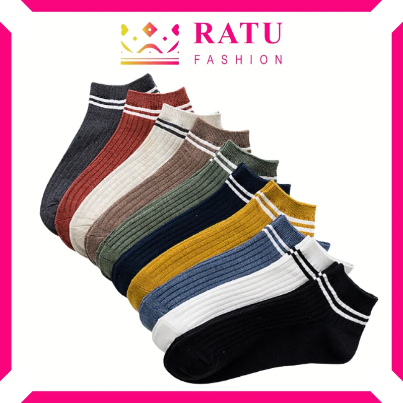 Ratu Fashion Kaos Kaki Garis Panjang Betis unisex KK813