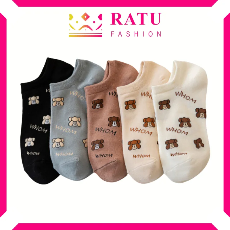 Ratu Fashion Kaos Kaki Motif Whom Brown Semata Kaki Bahan Katun KK1254