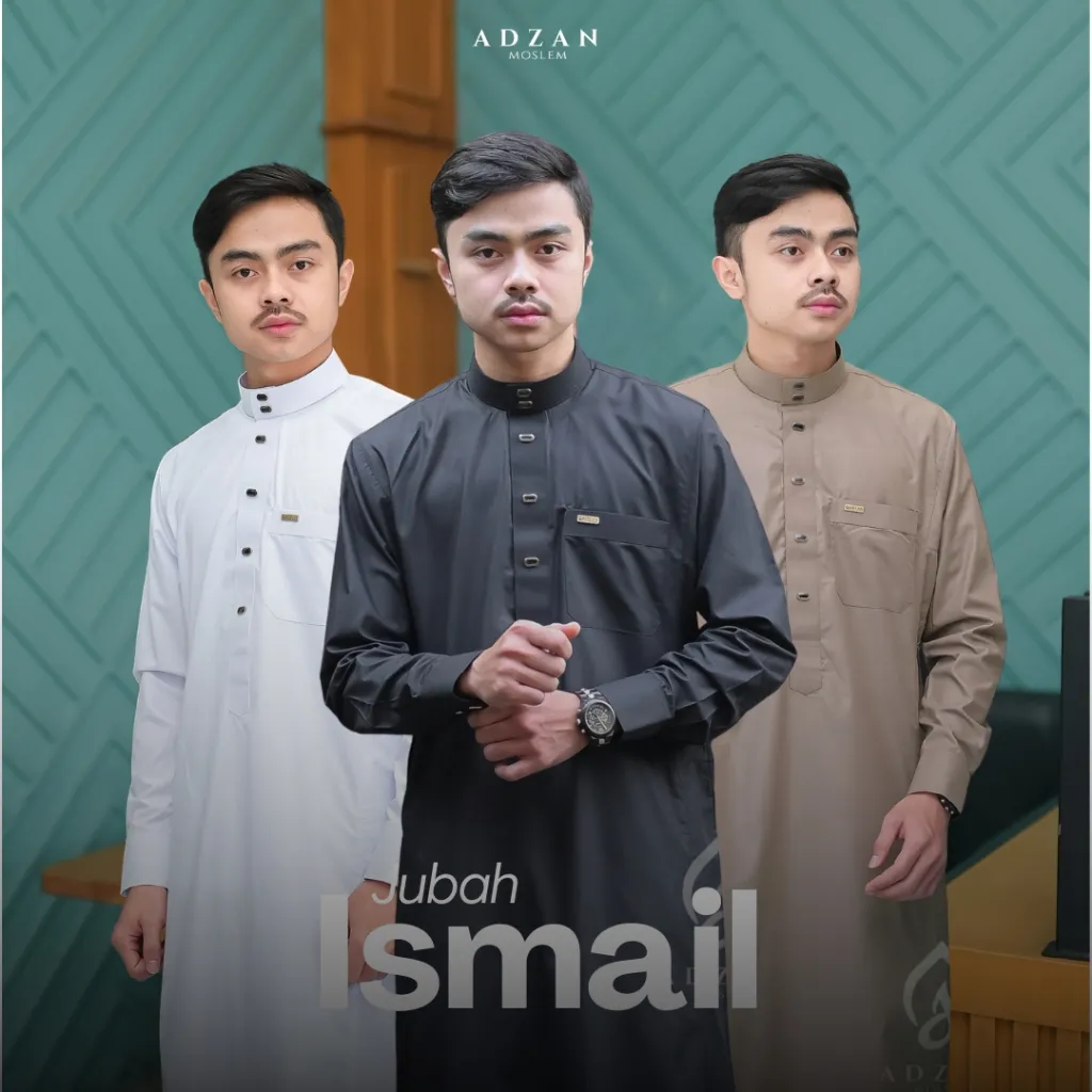 Adzan Moslem - Jubah Gamis Thobe Slimfit Pria Ismail Warna Mocca