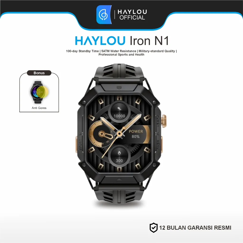 Haylou Iron N1 Smartwatch Layar amoled standard militer baterai besar 850mah