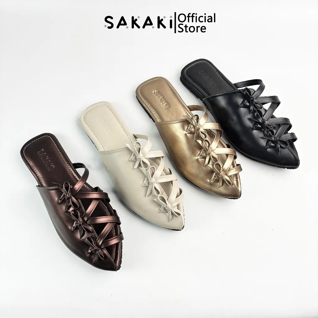 SAKAKI Lova - Bow Mules Sandal Mules Wanita Pita Kekinian | Sandal Slip On Elegan Nyaman