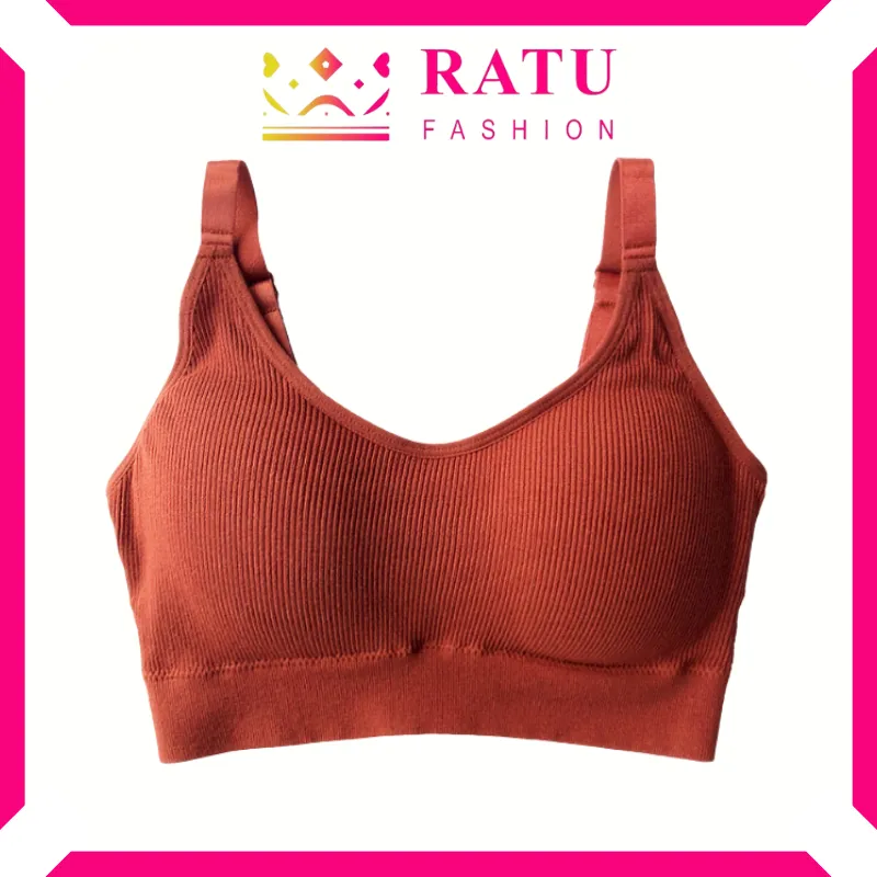 Ratu Fashion Sport Bra BH Olahraga Pakaian Dalam Wanita Tanpa Kawat Bra BH Sport Yoga COD BR496
