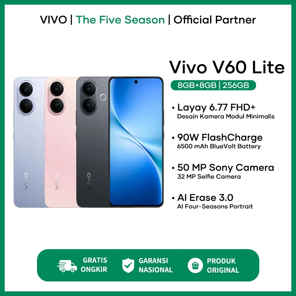 Vivo V60 Lite (8/256GB) (12/512GB) - Garansi Resmi Vivo Indonesia